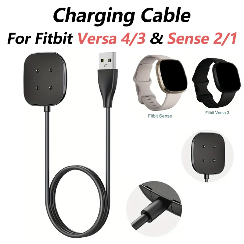 

Запасной зарядный кабель для Fitbit Versa 4/3 и Sense 2/1 — магнитная USB-док-станция, быстрая зарядка, защита от перезаряда.