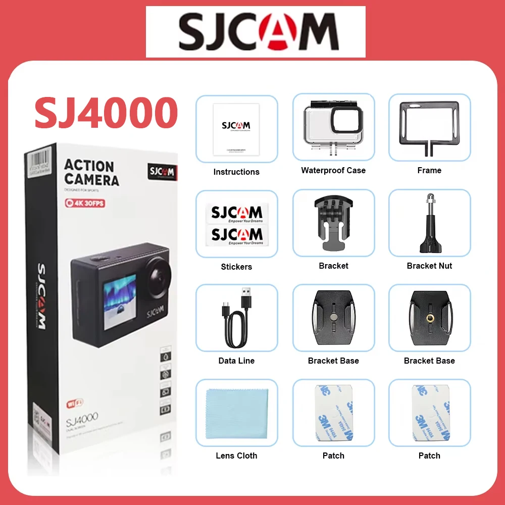4K Ultra HD SJCAM SJ4000 Helmet Camera Dual Screen WiFi 4K 30FPS Waterproof Shockproof 170° Wide Angle Outdoor Sport Action Cam