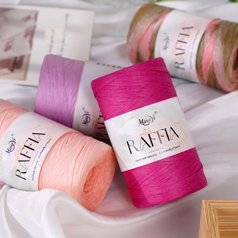 3 piezas/300 g de hilo de rafia multicolor, adecuado para tejer gorros, bolsos, alfombras, artículos de almacenamiento y otras manualidades, ideal para principiantes.
