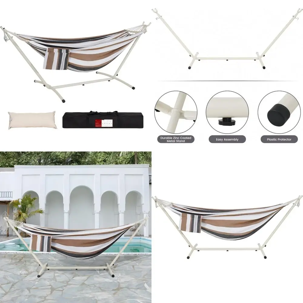 

Heavy Duty 2 Person Outdoor Hammock with Stand - Durable Steel Frame for Adults, Portable and Comfortable Relaxation
