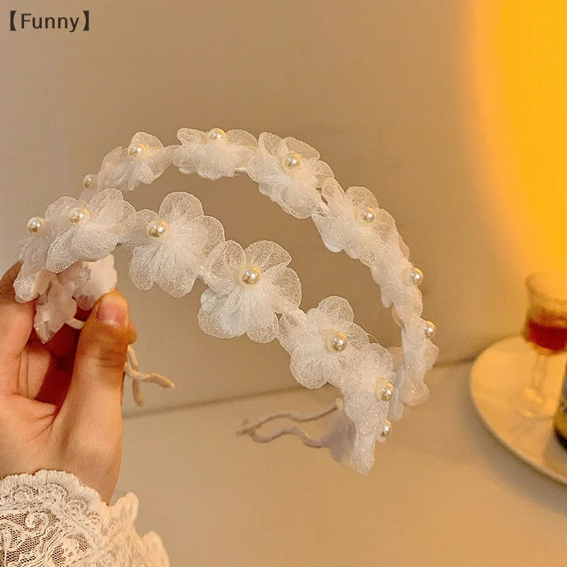 Small Fragrance White Pearl Flower Headband Female Forest Fairy Beauty High-end Headband Hairpin