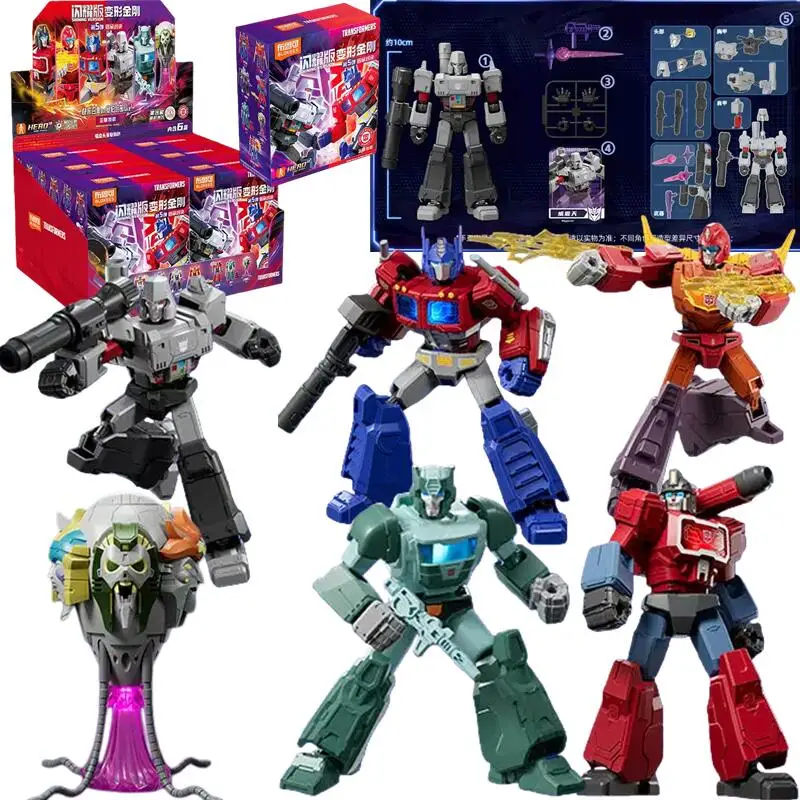 New Blokees Transformers Shining Version 5 Megatron Optimus Prime Light-Up Posable Building Block Figure Assembly Model Toy Gift