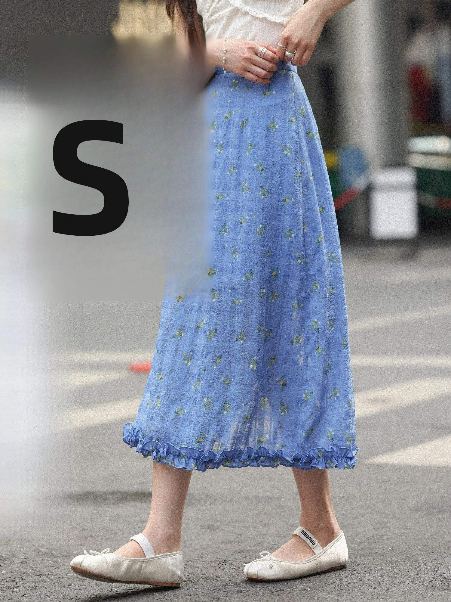 

Юбка миди с высокой талией и цветочным принтом, женская, летняя, 2026, новый стиль, А-силуэт, с красивым узором под дерево