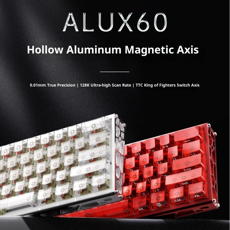 

Hot Sale Ajazz Alux60 All-Aluminum Magnetic Axis Mechanical Keyboard Cnc Customized Wired Hot Plug Cable Game Esports Boy Gifts