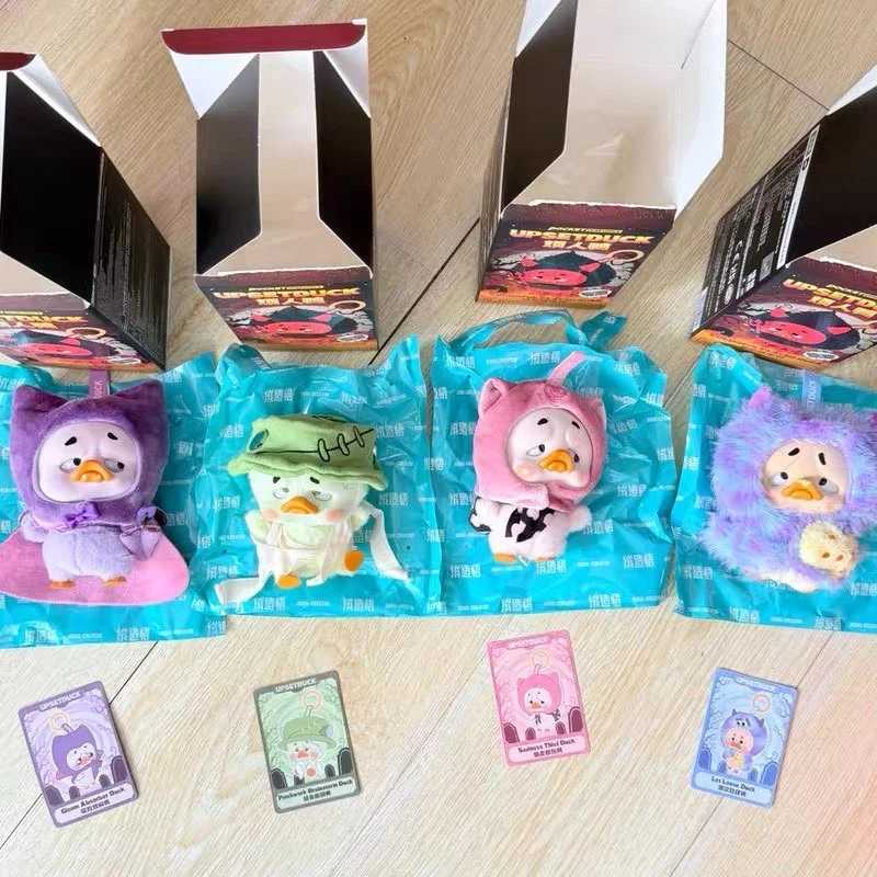 정품 애니어잉 덕 업셋덕 컬러풀 플레이어 덕 깃털 벨벳 블라인드 박스 트렌디 플레이 백 할로윈 귀여운 인형 선물