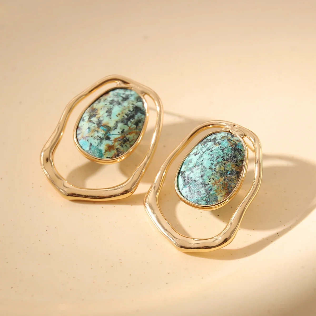 

Natural African Turquoise Women's Earrings With High-End Feel Women's Jewelry With Retro Style Art Birthday Gift