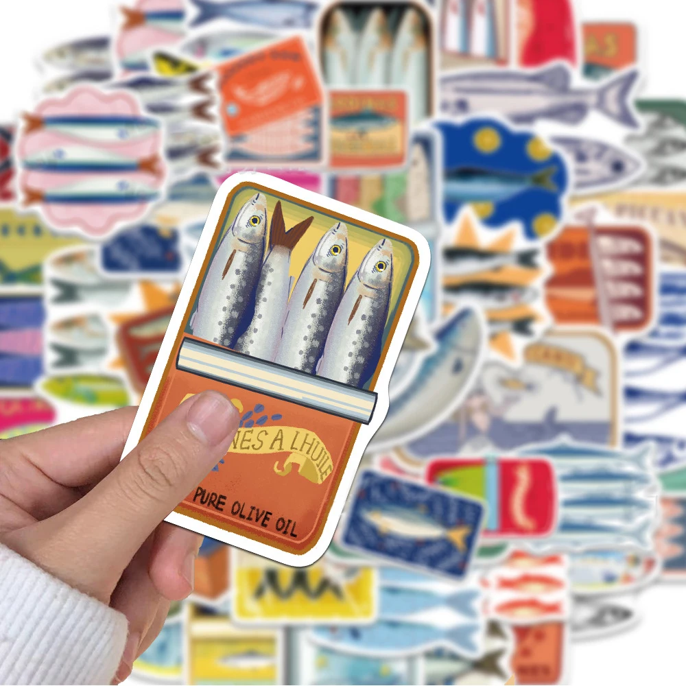 

10/30/50pcs Sardine Can Graffiti Stickers Retro Mediterranean Cartoon Sticker for Stationery Luggage Laptop Funny Sticker Decor