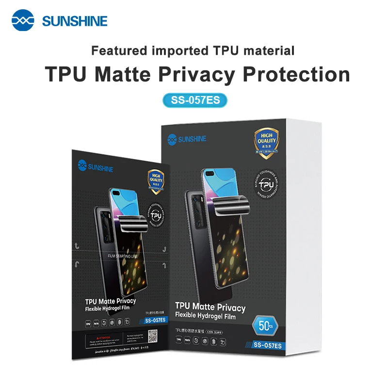 

SUNSHINE 50PCS SS-057ES TPU Matte Anti-peep Hydrogel Film Compatible with all Models under 7 inches Protecting Phone Screen