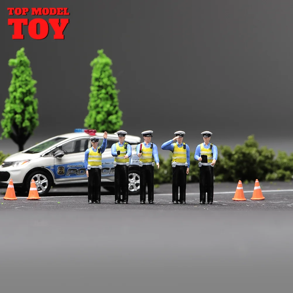 1/64 Traffic Policeman Ticket Man Mini Scene Doll Figures Model Painted Unpainted Action Figure Dolls For Cars Vehicles Toys