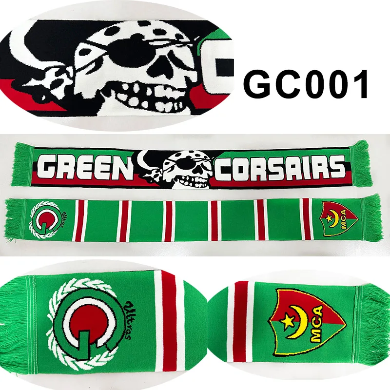 

145*18 cm Size Green Corsairs Ultras MCA Scarf Elastic Scarf for Fans Double-faced Knitted GC001