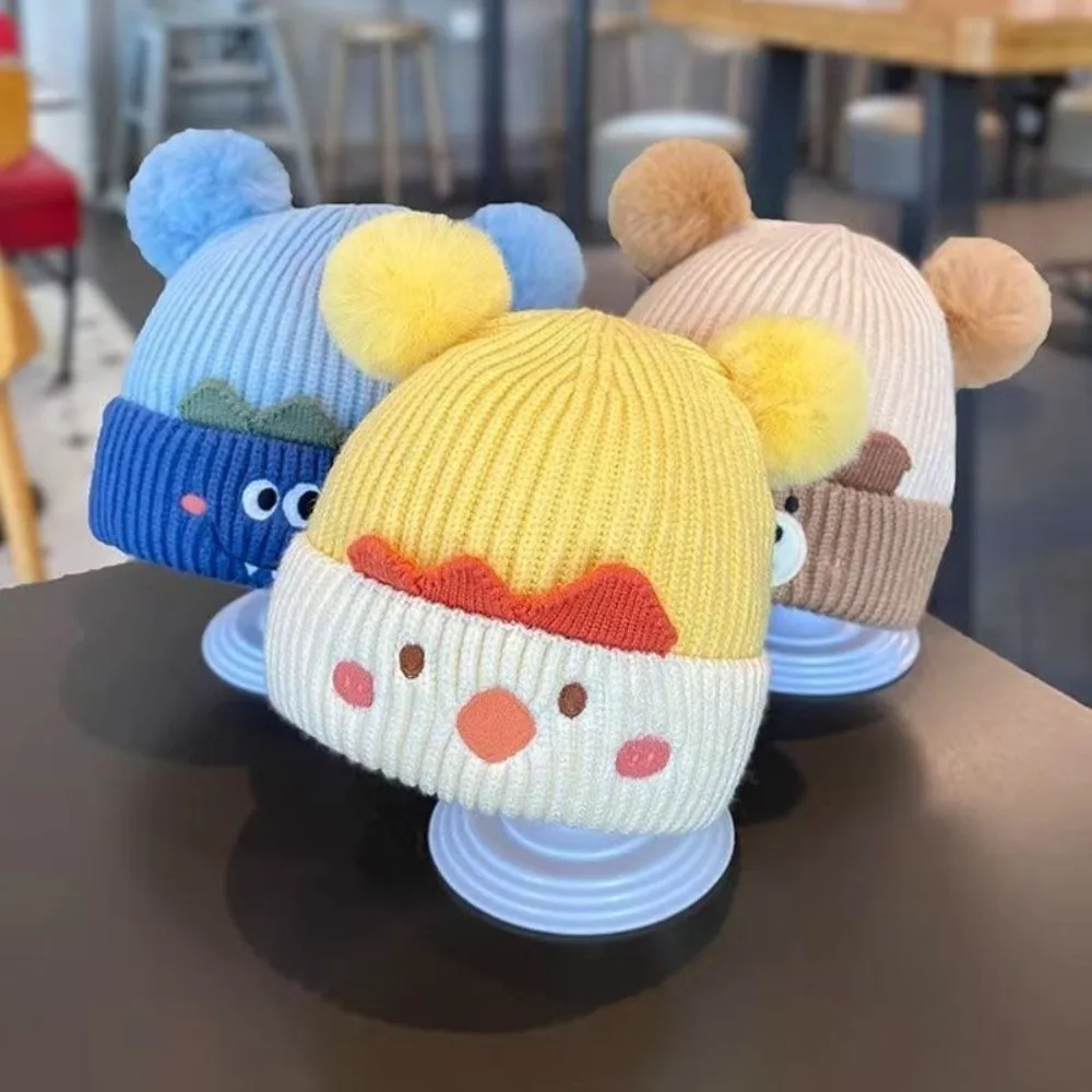 Cute Thickened Knitted Hat Ball Windproof Ear Protection Cap Cold Proof Warm Hat Winter