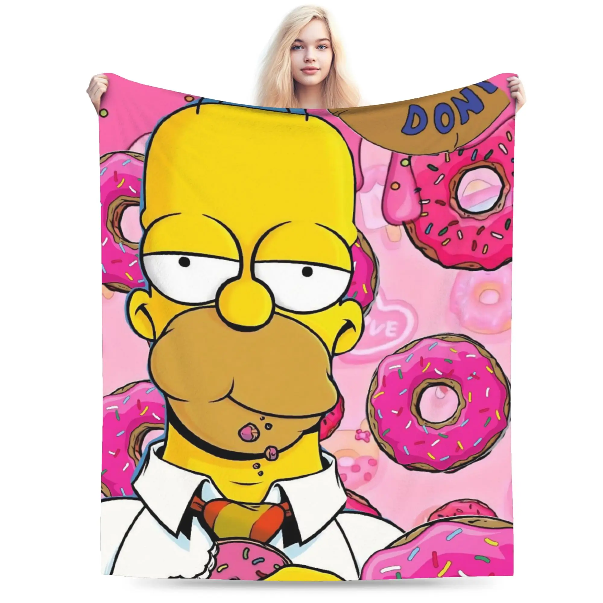 S-Simpsons Cartoon Blankets Velvet Autumn/Winter  Breathable Soft Throw Blankets for Bed Travel Bedding Throws