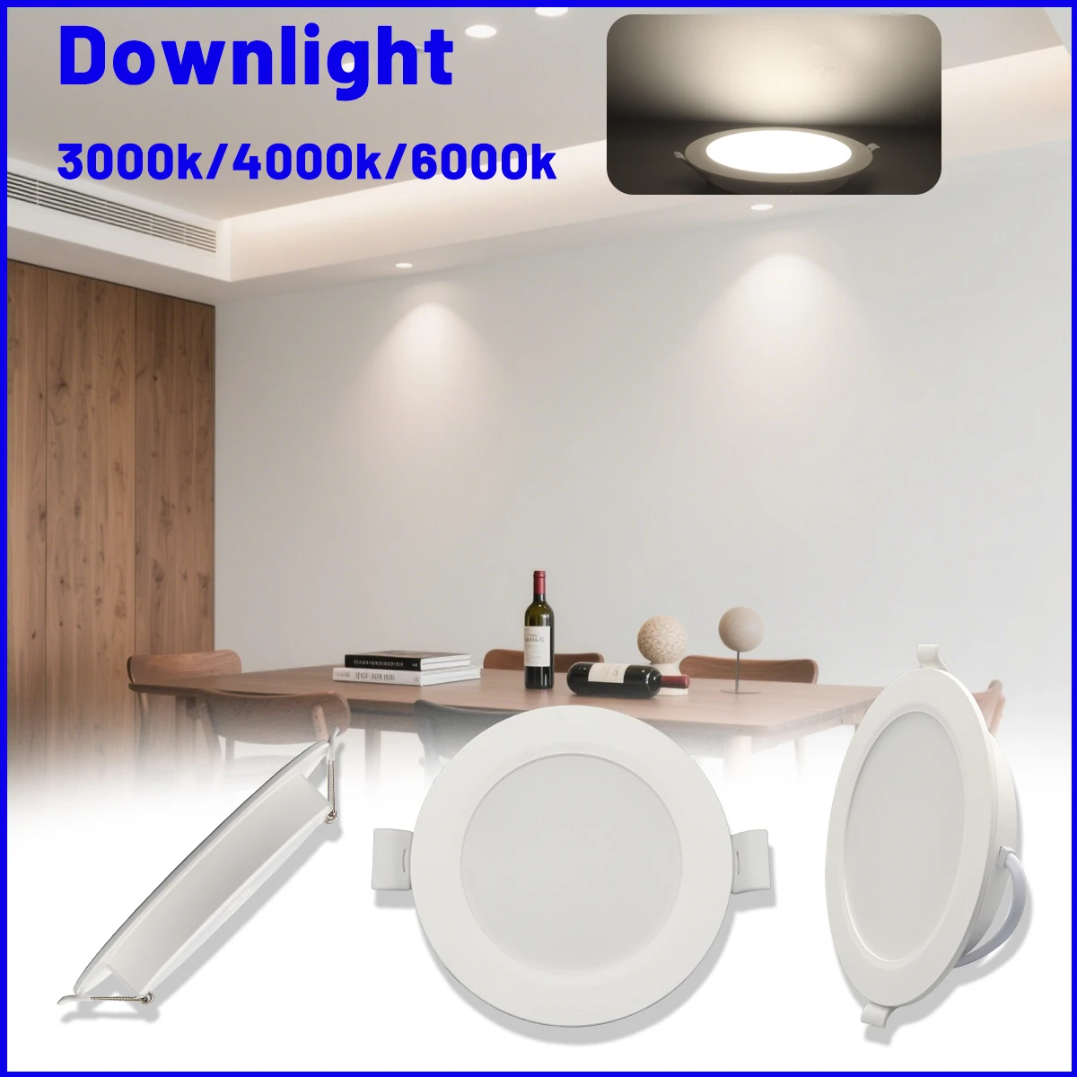 

8 шт. светодиодный потолочный светильник с высоким люменом AC85-265V, потолочный светильник 6 Вт, 17 Вт, 20 Вт, 24 Вт, встраиваемый круглый панельный светильник, прожектор для внутреннего освещения