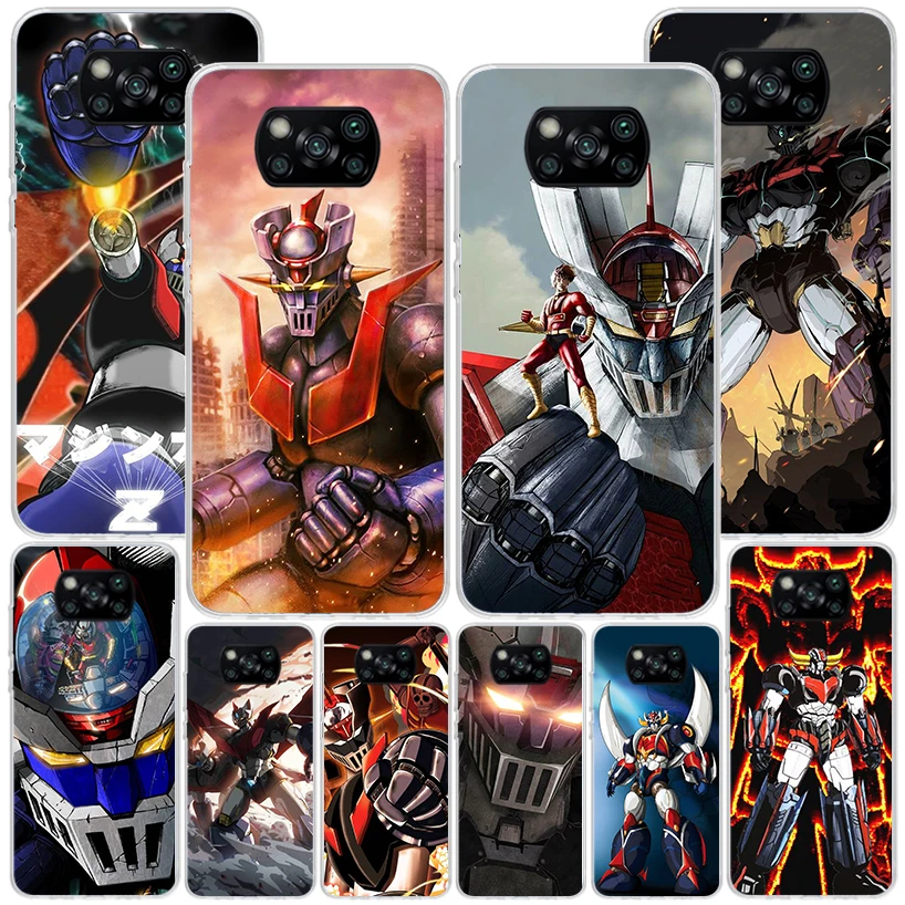 Manga Mazinger Z Anime Phone Case For Xiaomi Poco X6 X5 X4 X3 Nfc F6 F5 Pro F4 Gt F3 F2 F1 M5S M4 M3 Personalized Print Cover