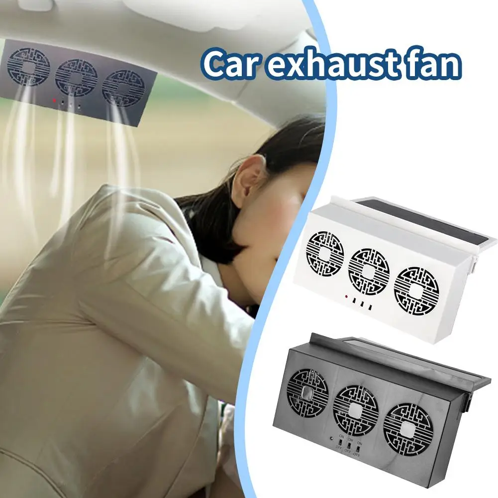 

Car Window Fan 3 Cooler Solar Powered Fan Car Ventilator Radiator Purifiers Backseat Frontseat Odors Vent Energy Removing S W1F0