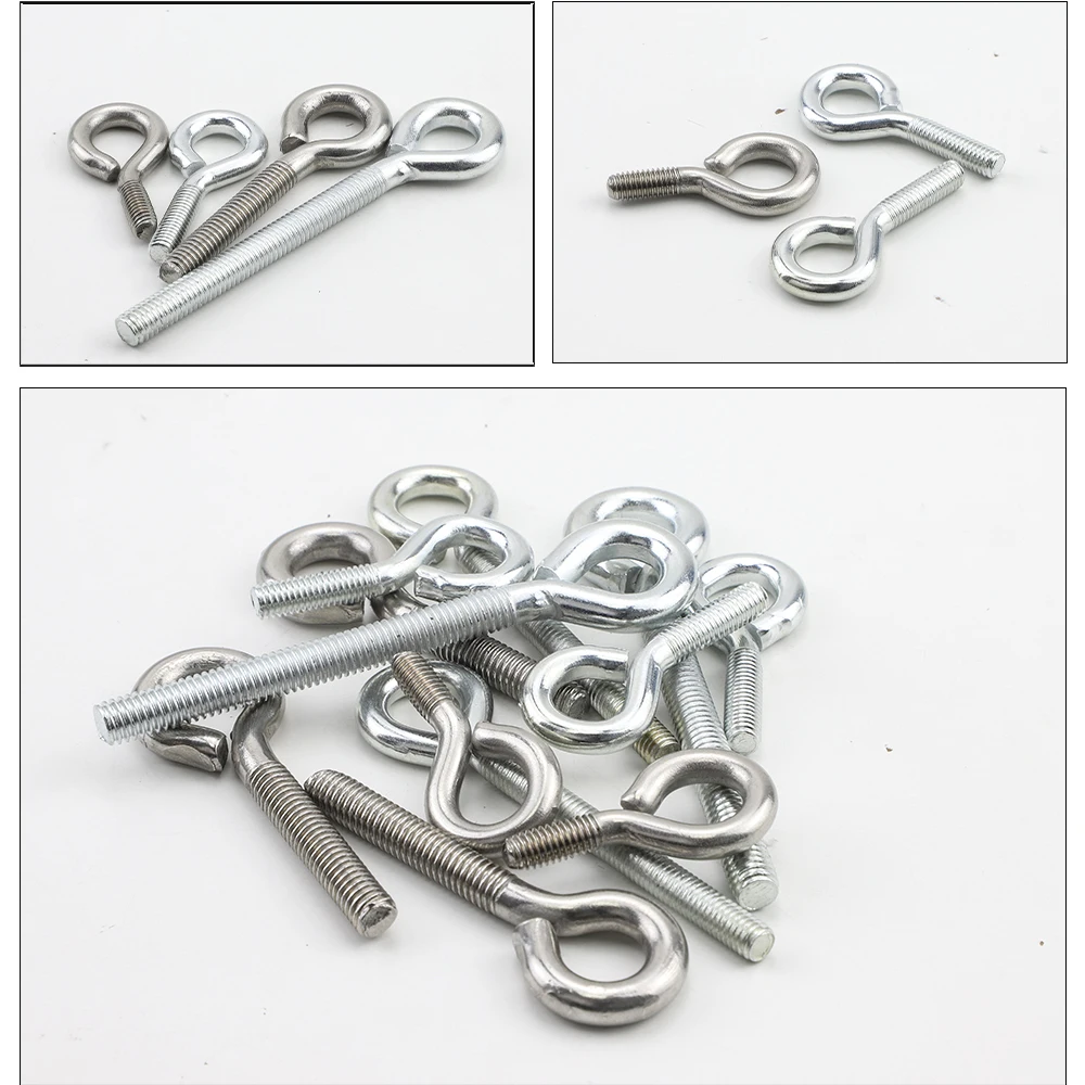 NINDEJIN 1-20pcs Sheep Eye Screw Eyebolt M3 M4 M5 M6 M8 M10 Stainless steel Ring Hook Ring Bolt Eye Hooks Machine Screw