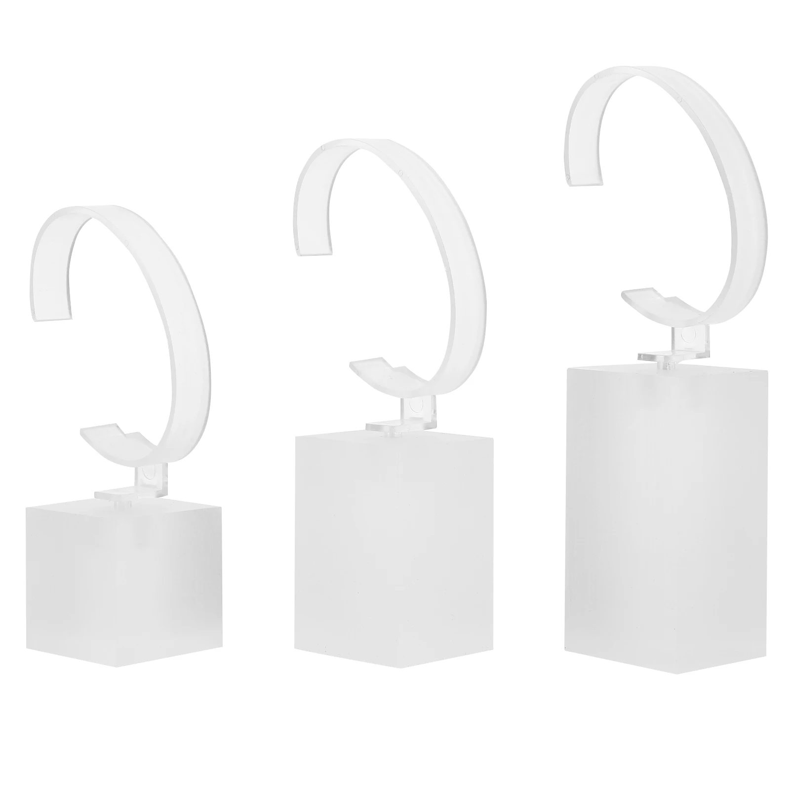 

3Pcs Acrylic Watch Display Stands Design Scratch Resistant Bracelet Holder Lightweight Showcase Base White Color Jewelry