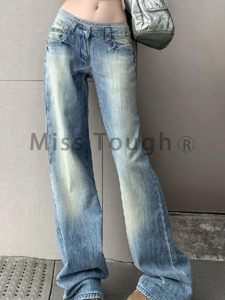 American Style Wide Leg Jeans Women Streetwear Vintage Do Old Denim Pants Female Korean Designer Hight Waist Casual Jeans 2023