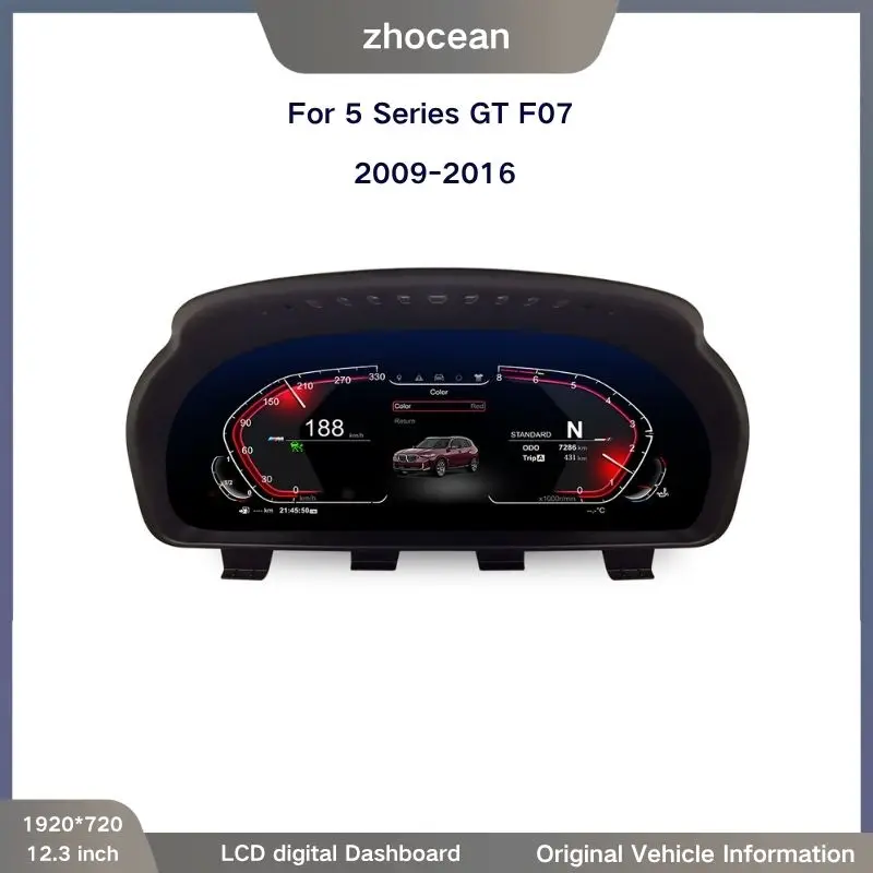 

12,3-дюймовый ЖК-спидометр, цифровой кластер приборной панели для BMW 5 Siers GT F07 2009-2016 LINUX, экран измерителя скорости