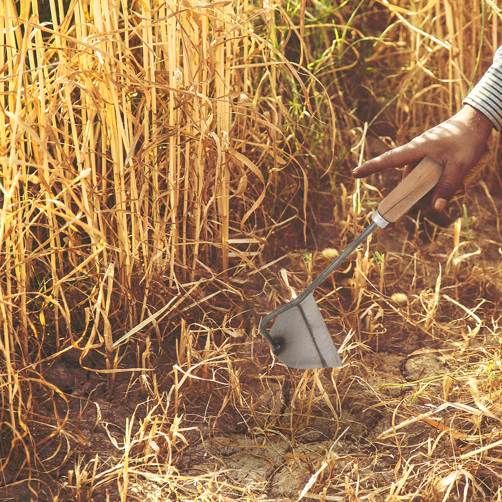 Herramienta de Jardín Portátil de Acero, Ligera, con Cuello Curvo y Mango de Madera, para Plantar, Desherbar y Excavar, Forjada a Mano