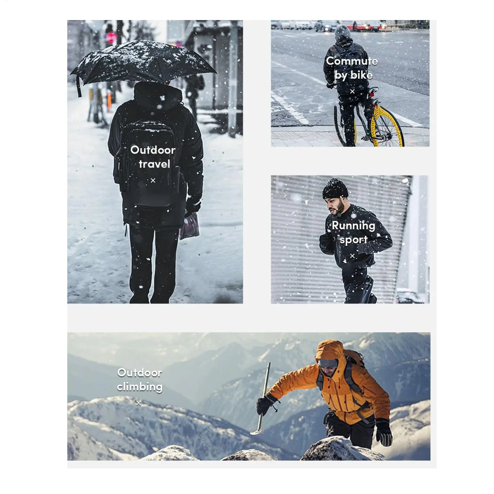 قفازات للطقس البارد مبطنة بالصوف عدم الانزلاق النخيل في الهواء الطلق شتاء دافئ لمس قفازات للرجال النساء تشغيل الدراجات القيادة #5