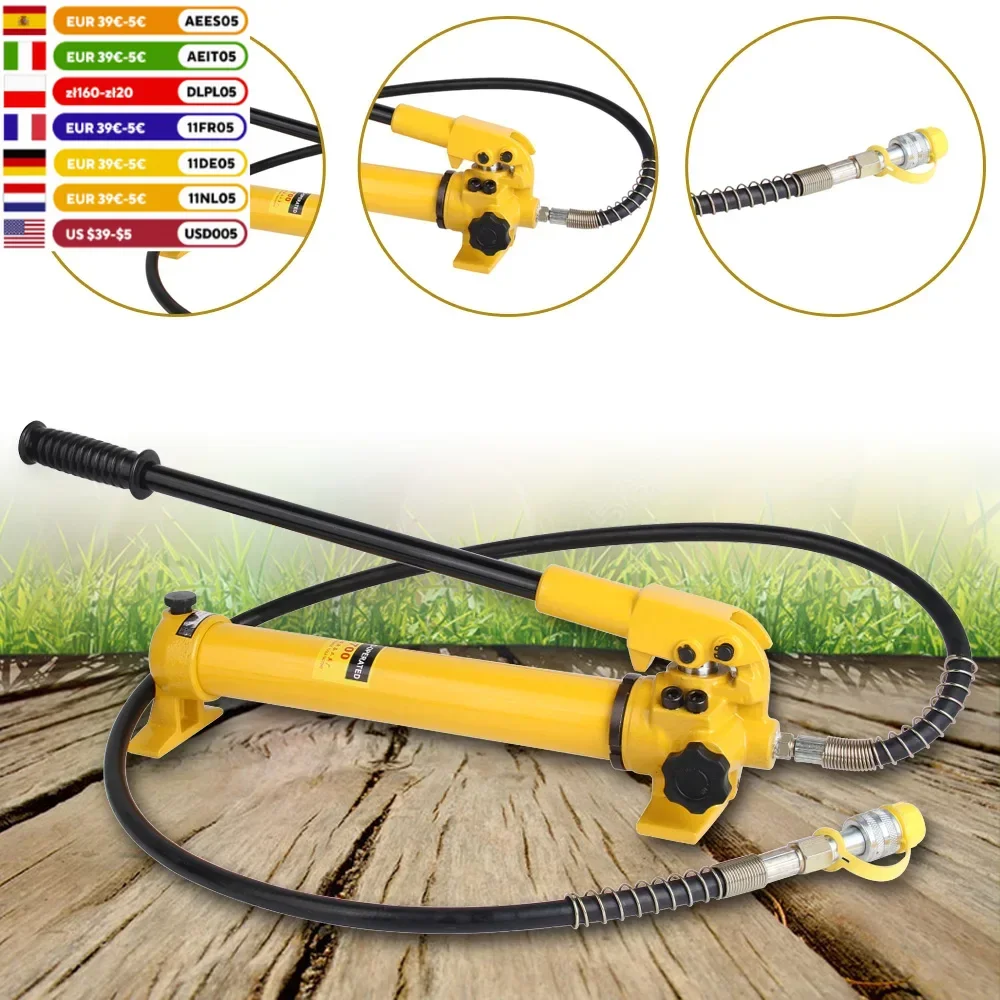 

CP-700 Hydraulic Hand Pump Large-Capacity Lightweight Hydraulic Manual Pump Max 10000PSI with 4 Foot Long Hose & Coupler