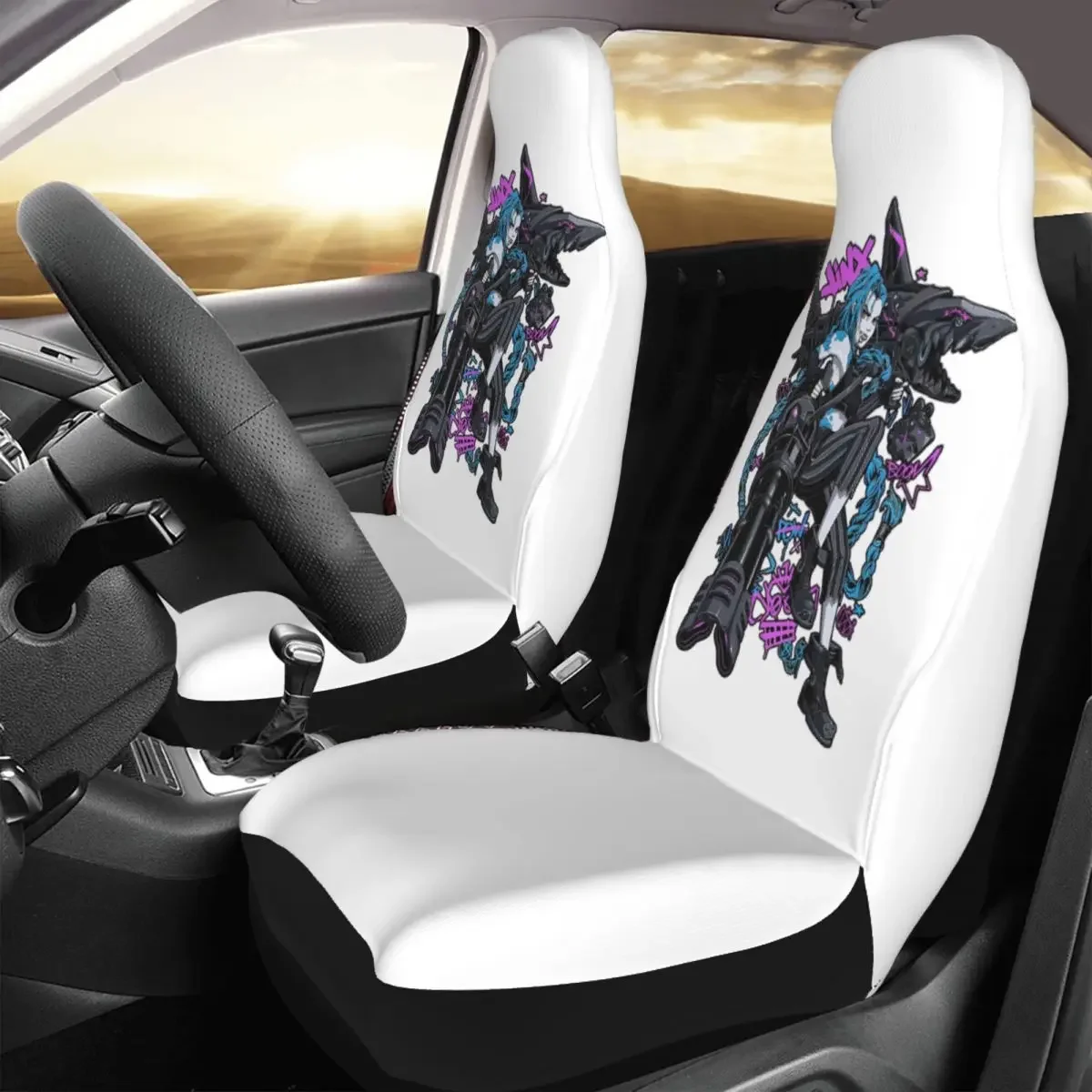 Jinx LOL أنيمي غطاء مقعد السيارة العالمي أربعة مواسم السفر غامضة لعبة وسادة مقعد/غطاء النسيج الصيد #3