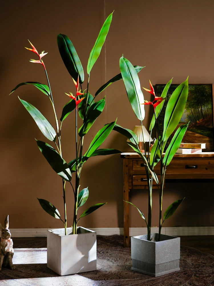 Simulation Potted Fake Flower Tree Indoor Living Room Greenery Bird of Paradise Landscaping Decorative Flower Ornament