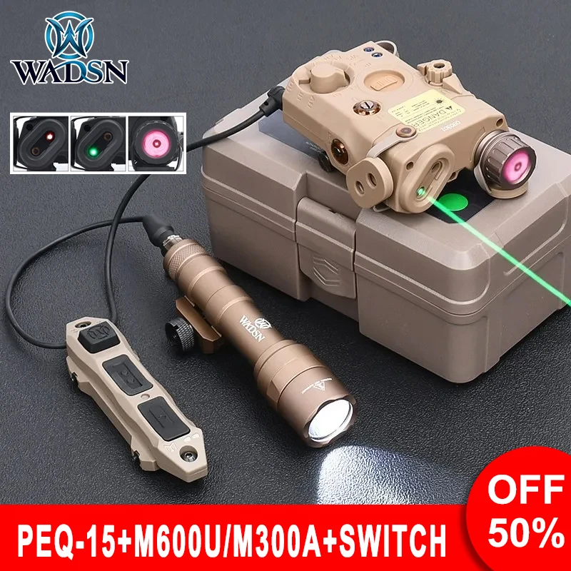 Wadsn Tactical Airsoft PEQ15 IR indicator Laser Fit Picatinny Rail Hunting Rifle M300AM600U Flashlight Hunting Weapon ScoutLight