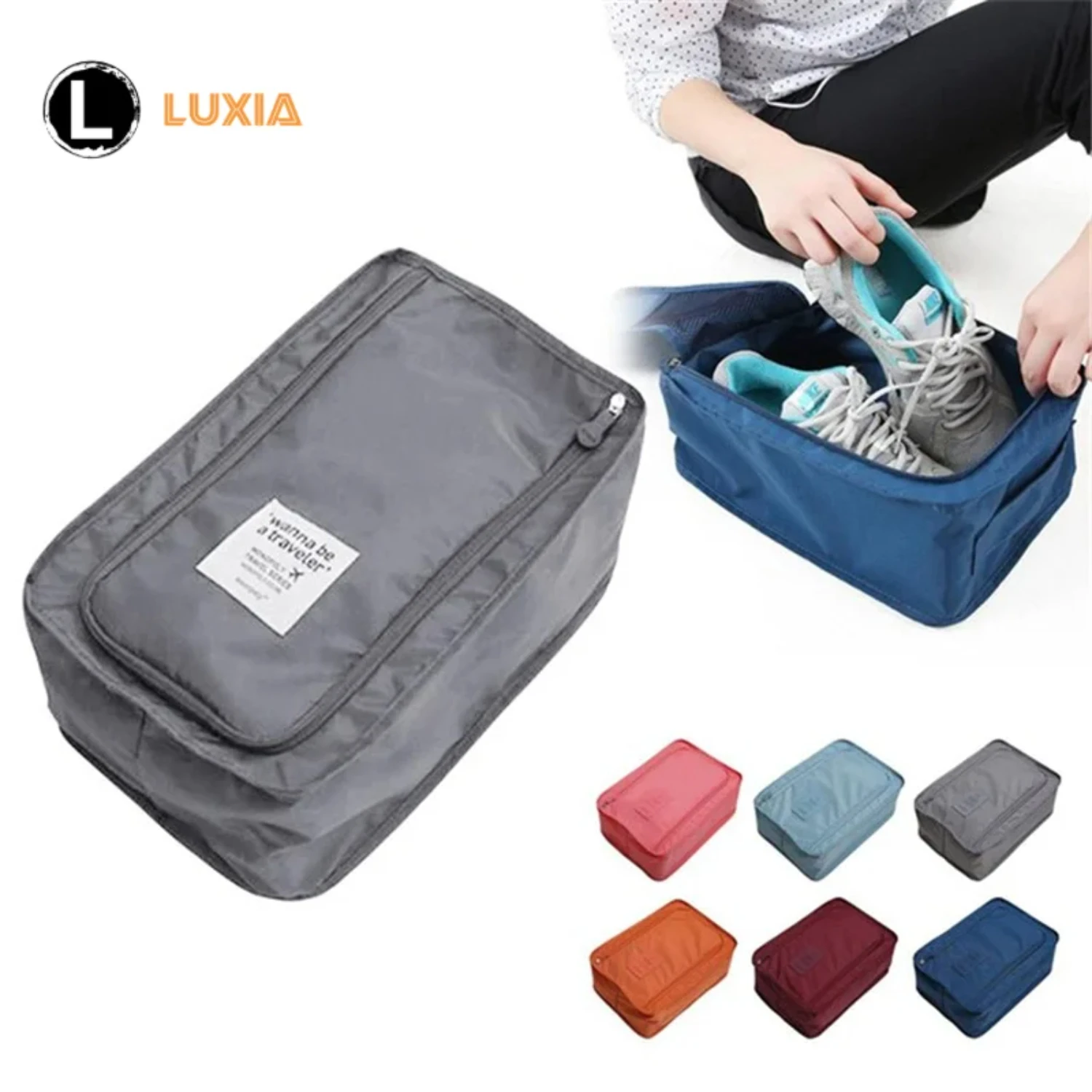 Waterproof Dustproof Portable Folding Oxford Shoes Travel Tote Zipper Pouch - Organizer Pouch for Shoes, Underwear, and More