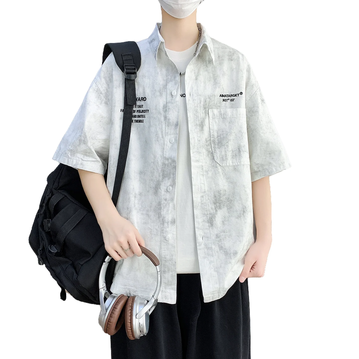 Men's 100% Cotton Shirt Summer Fashion Tie-Dye Breathable Short Sleeve Shirt Street Trendy Daily Outing Casual Comfortable Top