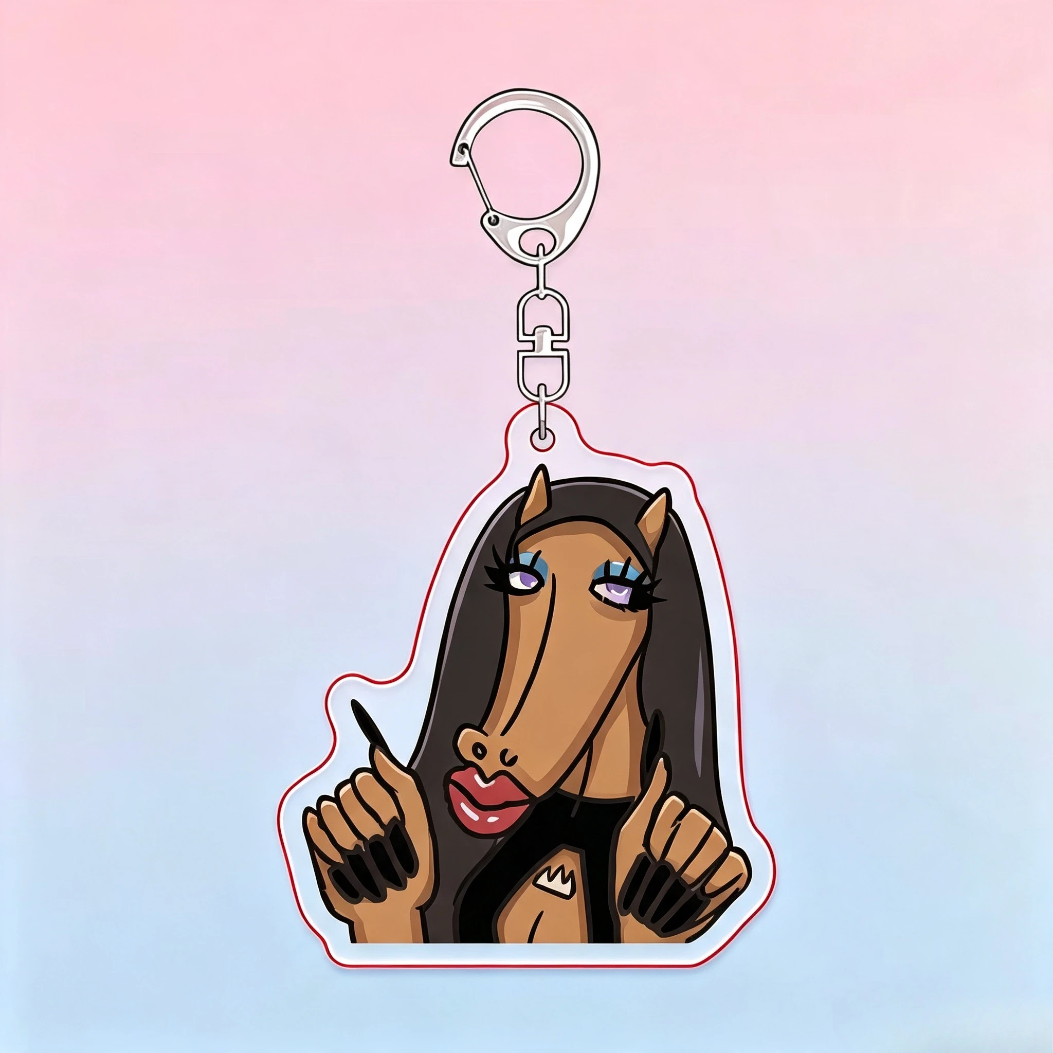 Funny Hot Girl Makeup Pony Kawaii Acrylic Keychain Personality Bag Hanging Ornaments Interesting Accessories Niche Bestie Gift