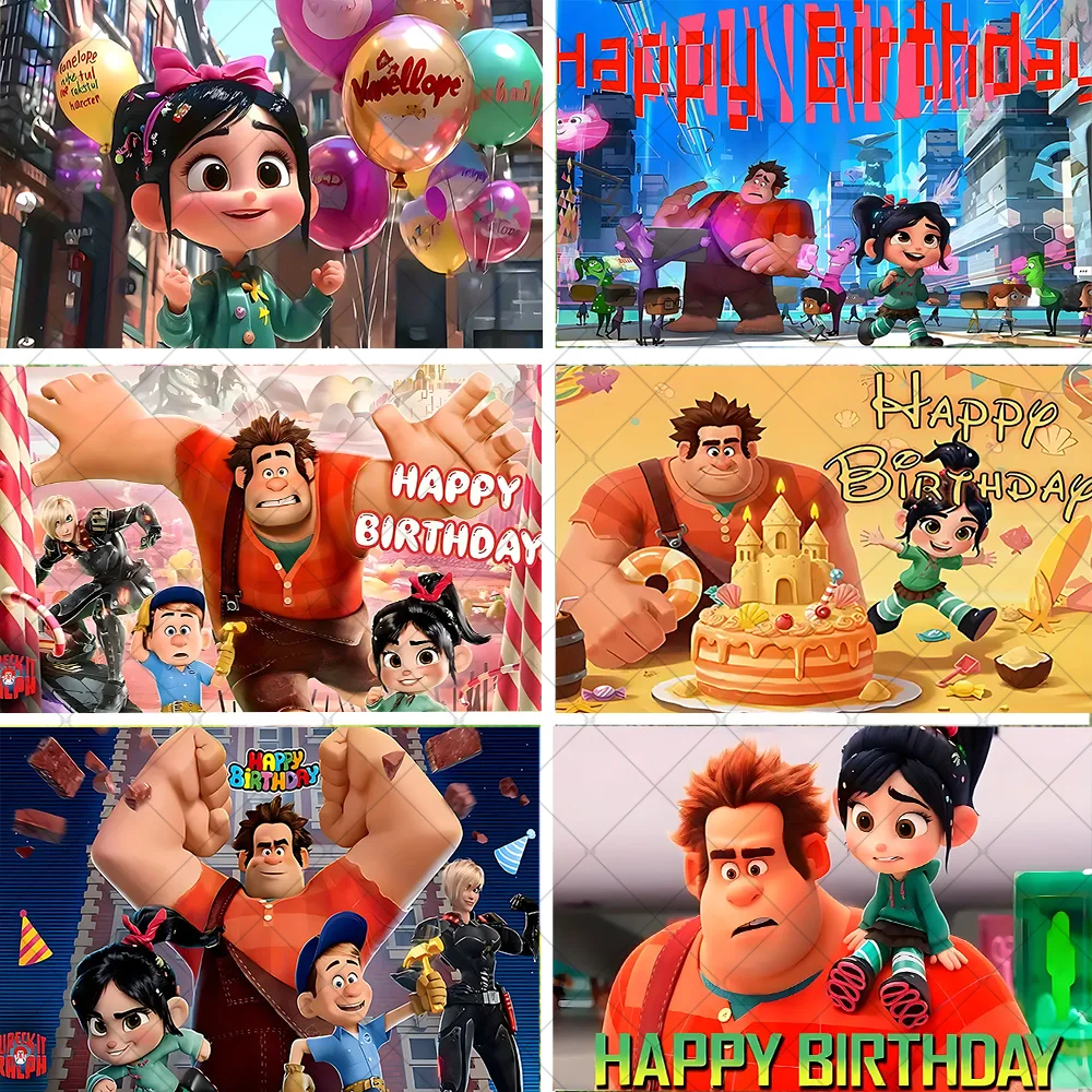 

Disney Wreck-It Ralph Theme Children Birthday Party Decoration Background Baby Shower Supplies Photography Backdrop Banner Gifts