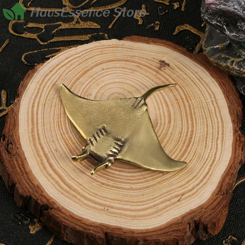 ※Brass Devil Fish Small Ornament  Manta Ray Animal Tea Pet Home Desk Decorations Copper Figurines Collection High Quality