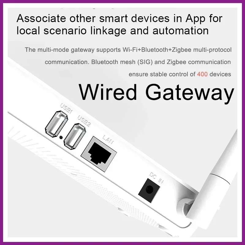 Imagem -04 - Tuya Zigbee Gateway com Cabo de Rede Hub Bluetooth Conexão com Fio Controle de Vida Inteligente 3.0 Hub