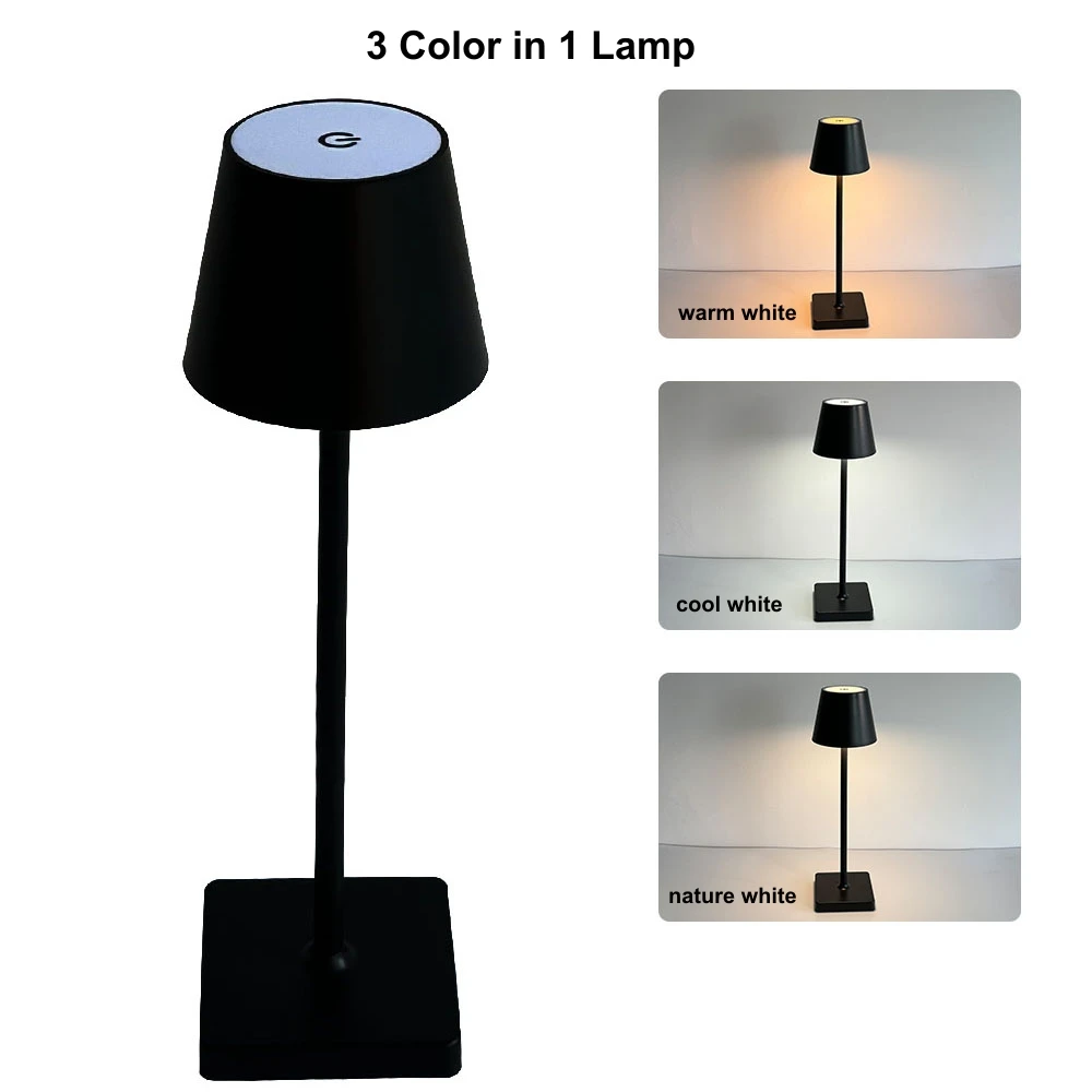 USB Rechargeable 3 Color Temperature LED Desk Lamp Touch Switch Table Lamp Bar Outdoor Decoration Living Room Night Light