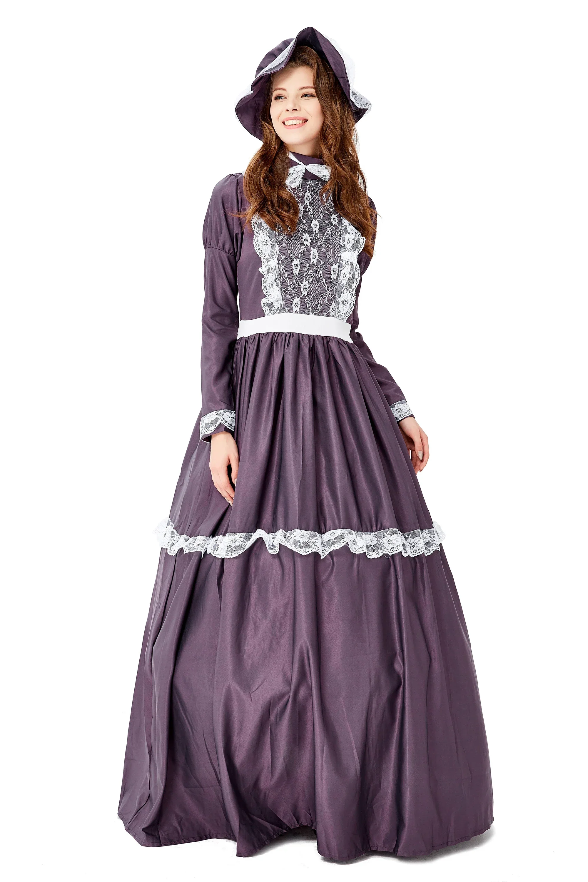 Purple Victorian Maiden Dress Civil War Ball Gown Renaissance Medieval Frontier Pioneer Dress Historical Reenactment Costume