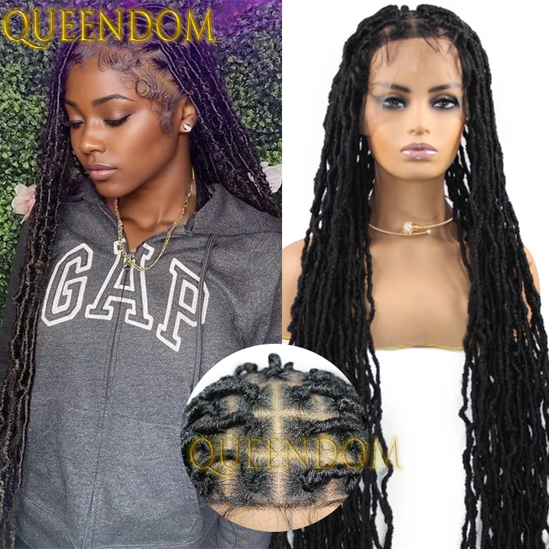 Synthetic Full Lace Box Braided Wig 40 Inch Butterfly Locs Passion Twist Braid Wig for Black Women Crochet Pre Looped Braids Wig