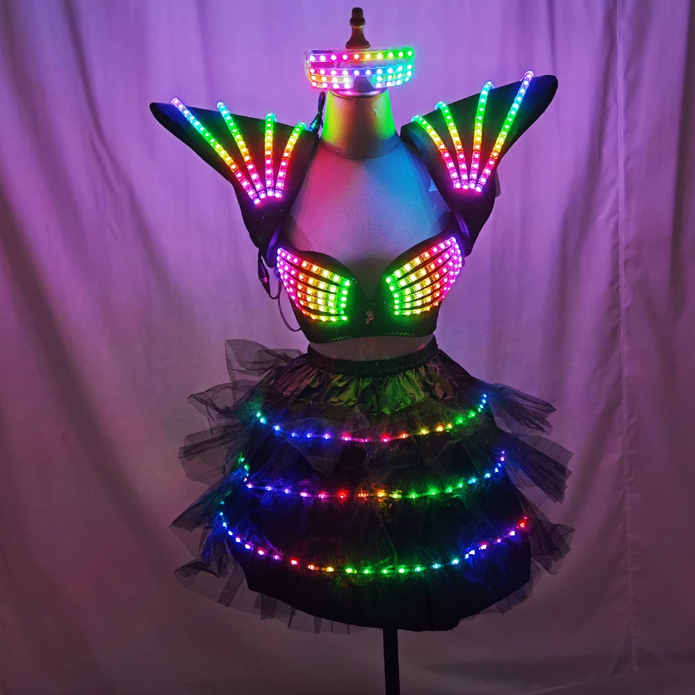 LED Costume Cosplay Futuristic Light Up Clothing Women Luminous Show Party Dance Rave Outfit Robot LED Costume Cosplay Futuristic Light Up Clothing Women Luminous Show Party Dance Rave Outfit Robot