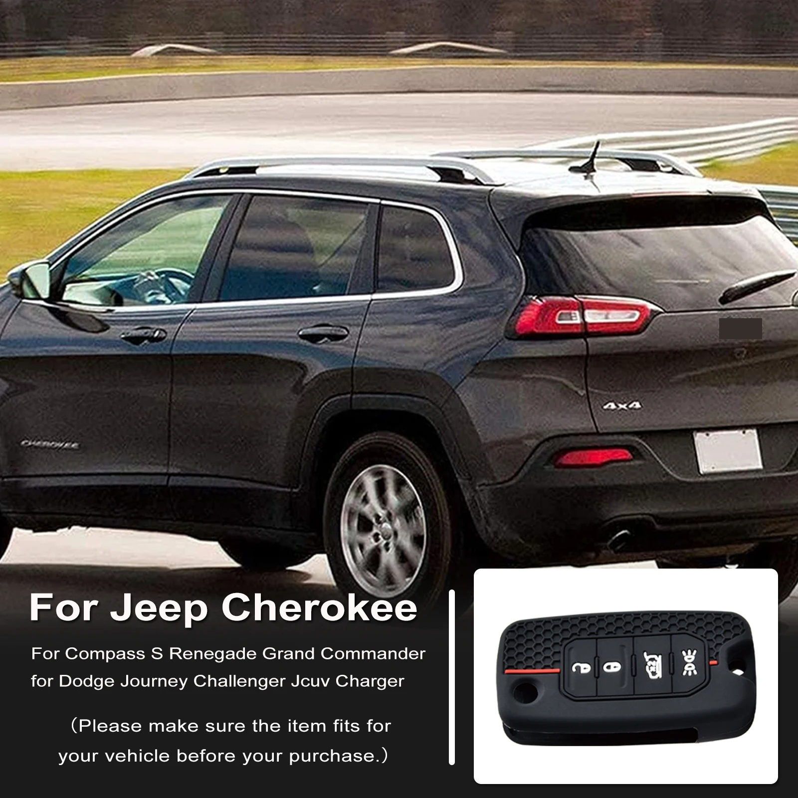 For Jeep Cherokee Compass S Renegade Grand Commander for Dodge Journey Challenger Jcuv Charger Silicone Car Remote Key Case Fob