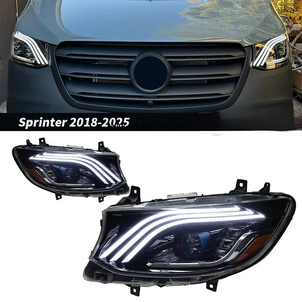 For Sprinter Headlight Assembly Modified  Model LED Double-lens Triple-lens Daytime Running Lights 12V New