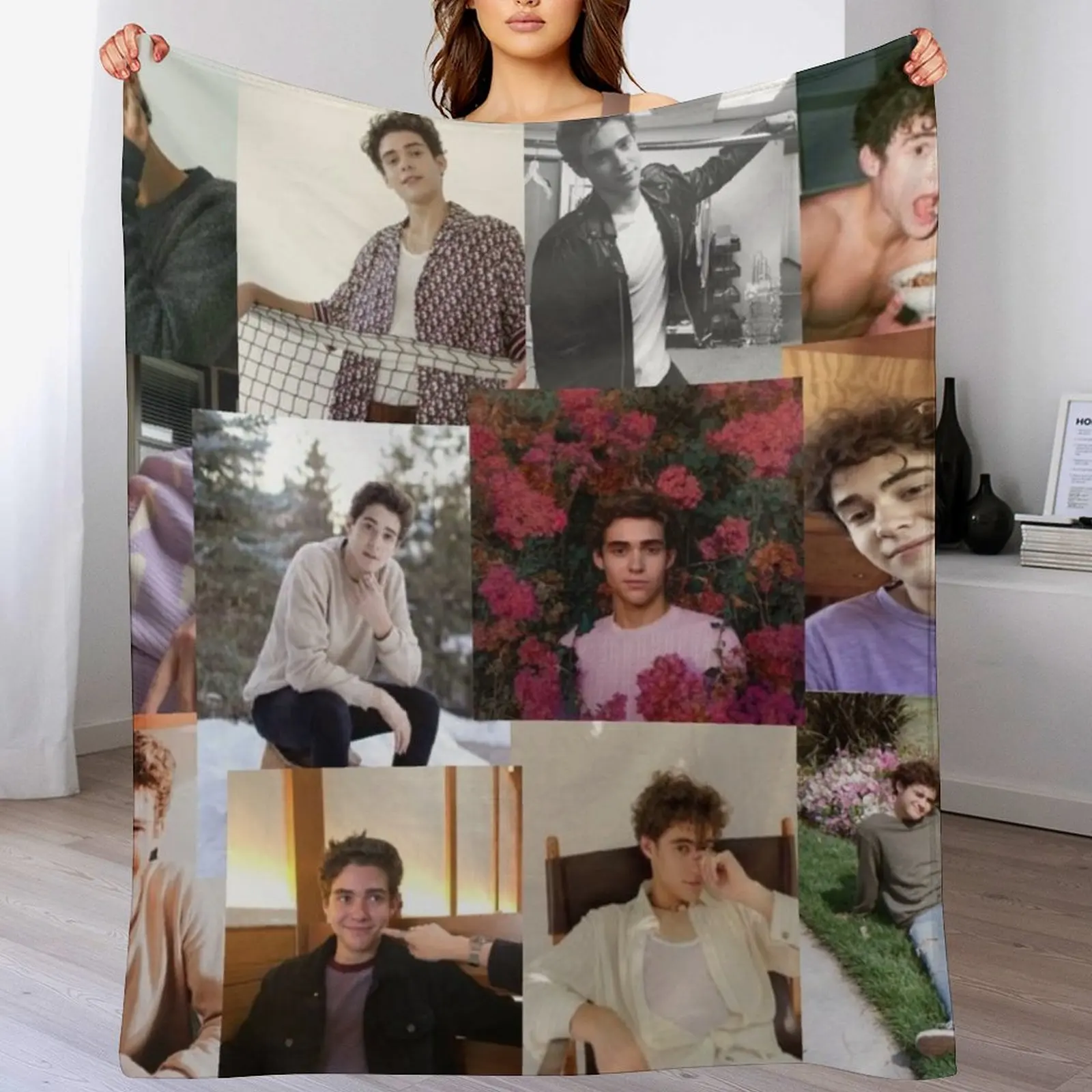 Joshua Bassett pic collage Throw Blanket Elegant Warm Throw Blanket for Hotel Home