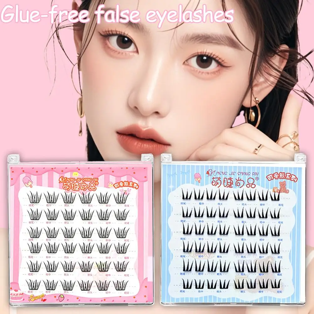 Glue-Free False Eyelashes Natural Curly Enlarging Your Eyes Ultra Thin Wispy Clusters Anime Style Eyelash Makeup Tools