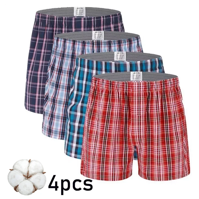 FARDLY men's underwear pure cotton boxing shorts plaid briefs classic basic style Arrow pants men's comfortable trunks loose