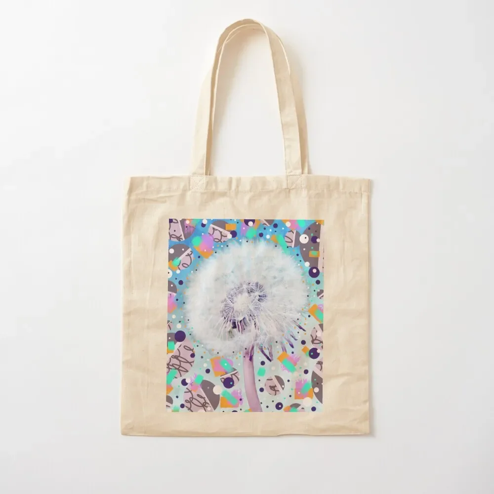 

Blue and purple dandelion wish with geometric circles Tote Bag shopping trolley bag Cloth bags canvas tote bags Tote Bag