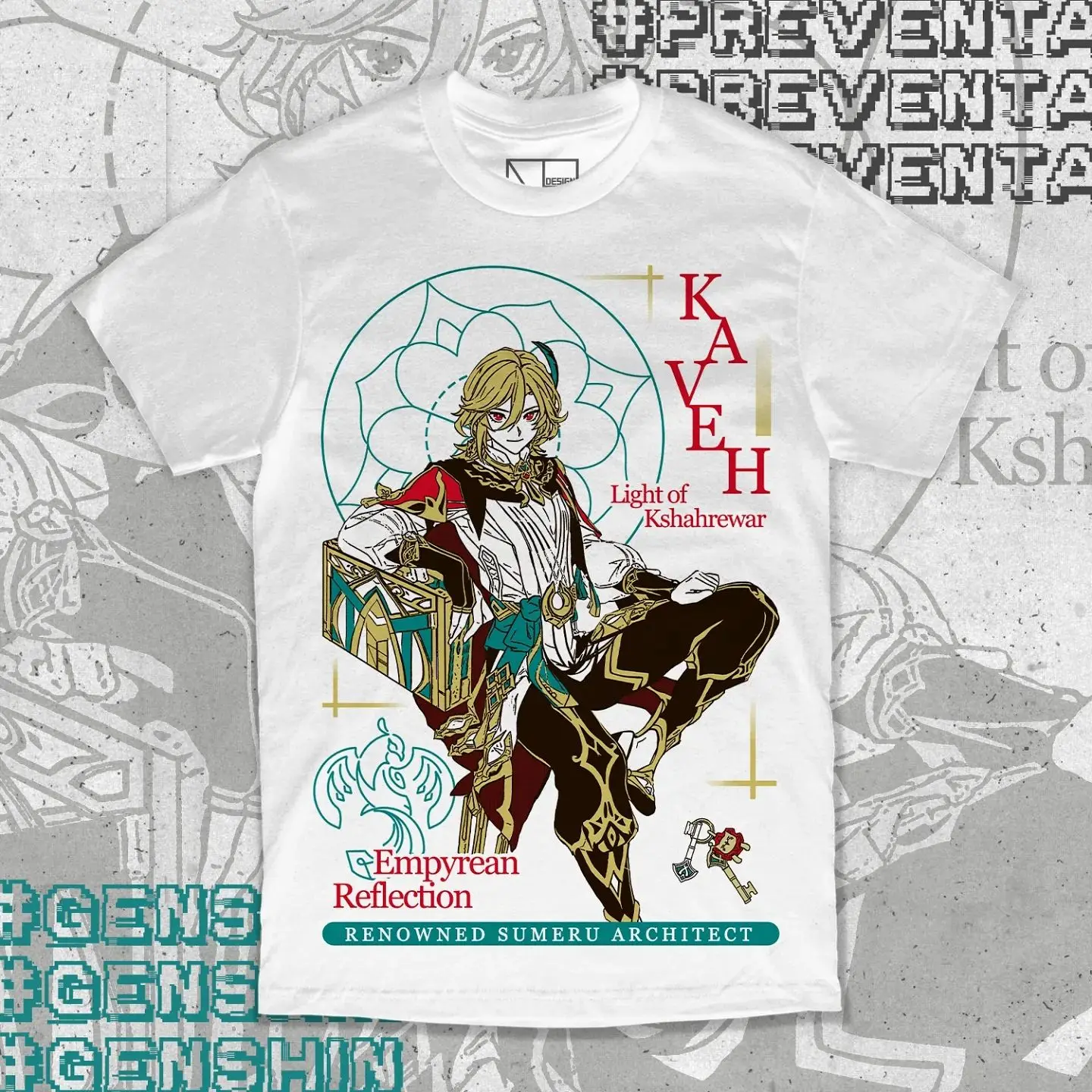 Kaveh Genshin Impact تي شيرت Anime Girl Kawaii قميص أسود قصير الأكمام جميع المقاسات #1