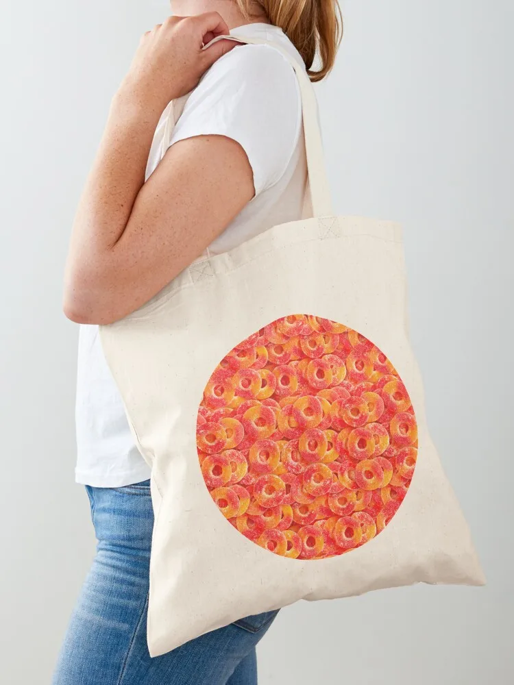 Sour Gummy Peach Rings Photo Pattern Tote Bag handbag cloth bag woman tote bag men's
