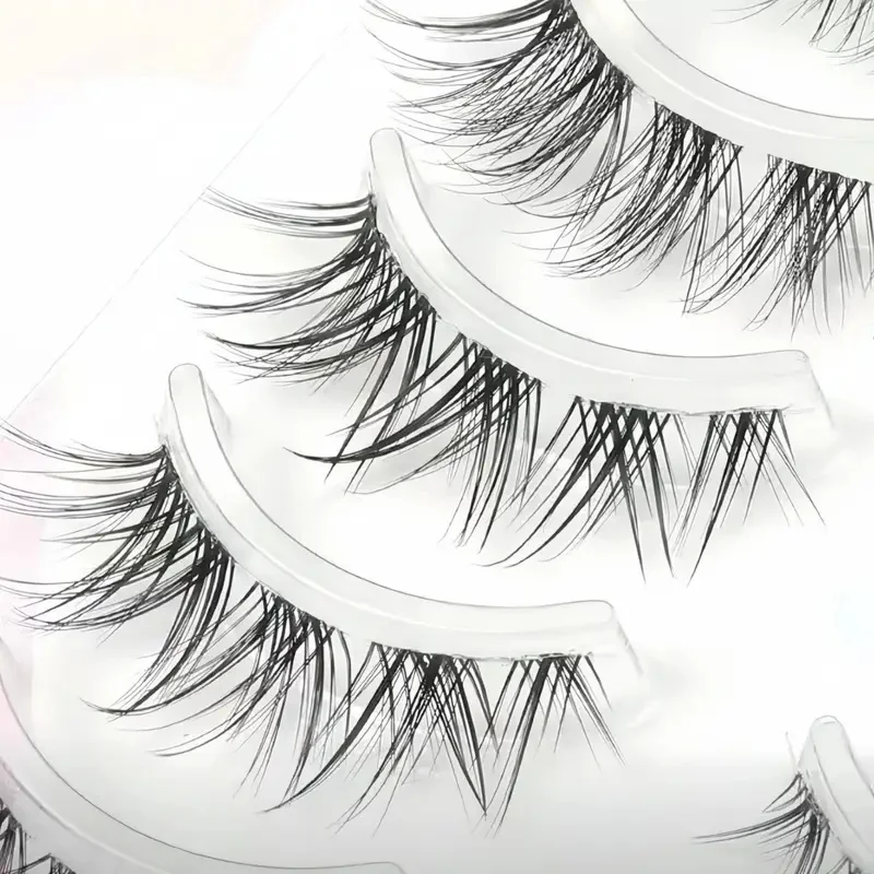 ライトヨーロピアンスタイル～キツネのような斜めのフライングつけまつげ、フルセット、黒のハードステム、二重まぶたサポート