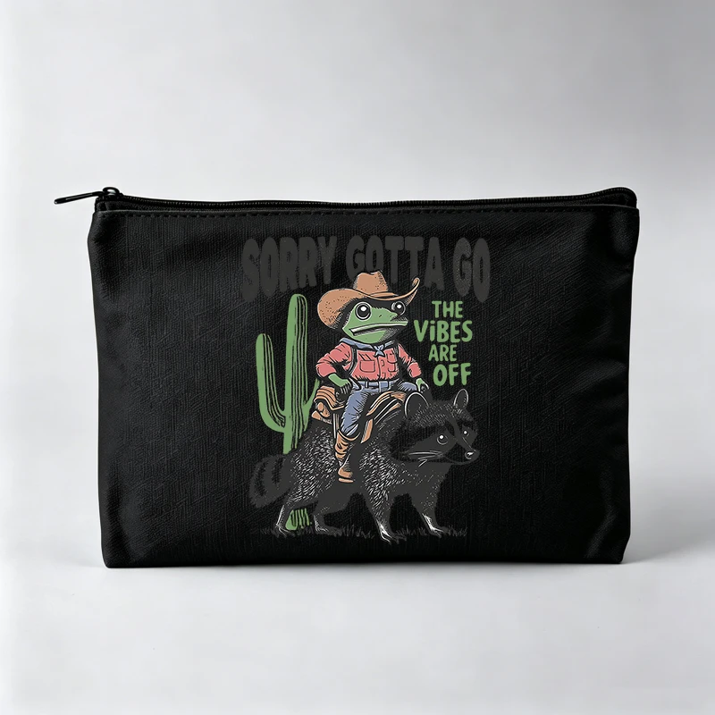 Women's Animal Rider Graphic Makeup Bag with Cactus Print, Western Style Cosmetic Pouch for Daily Use