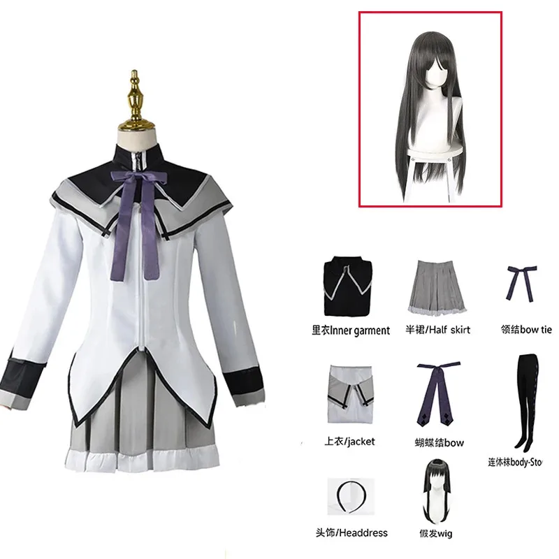 

Костюм для косплея Magi Magica Akemi Homura Kaname Madoka, костюм для косплея Mahou Shoujo, парик, боевой костюм, платье S